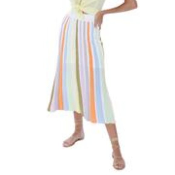 Allison NY NWT Women's Pastel Rainbow Paneled Knit Midi Skirt, Size Small - Picture 2 of 4